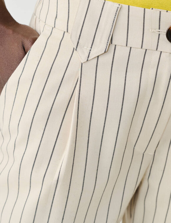 Pantalon droit large, rayé (écru / noir) Pantalon droit large, rayé (écru / noir)